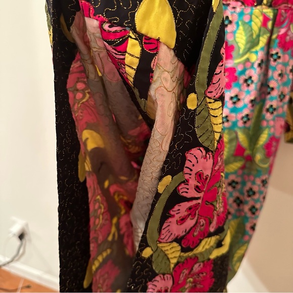 Vintage 60s 70s psychedelic silk mixed print embroidered maxi dress (binC) - Picture 10 of 16